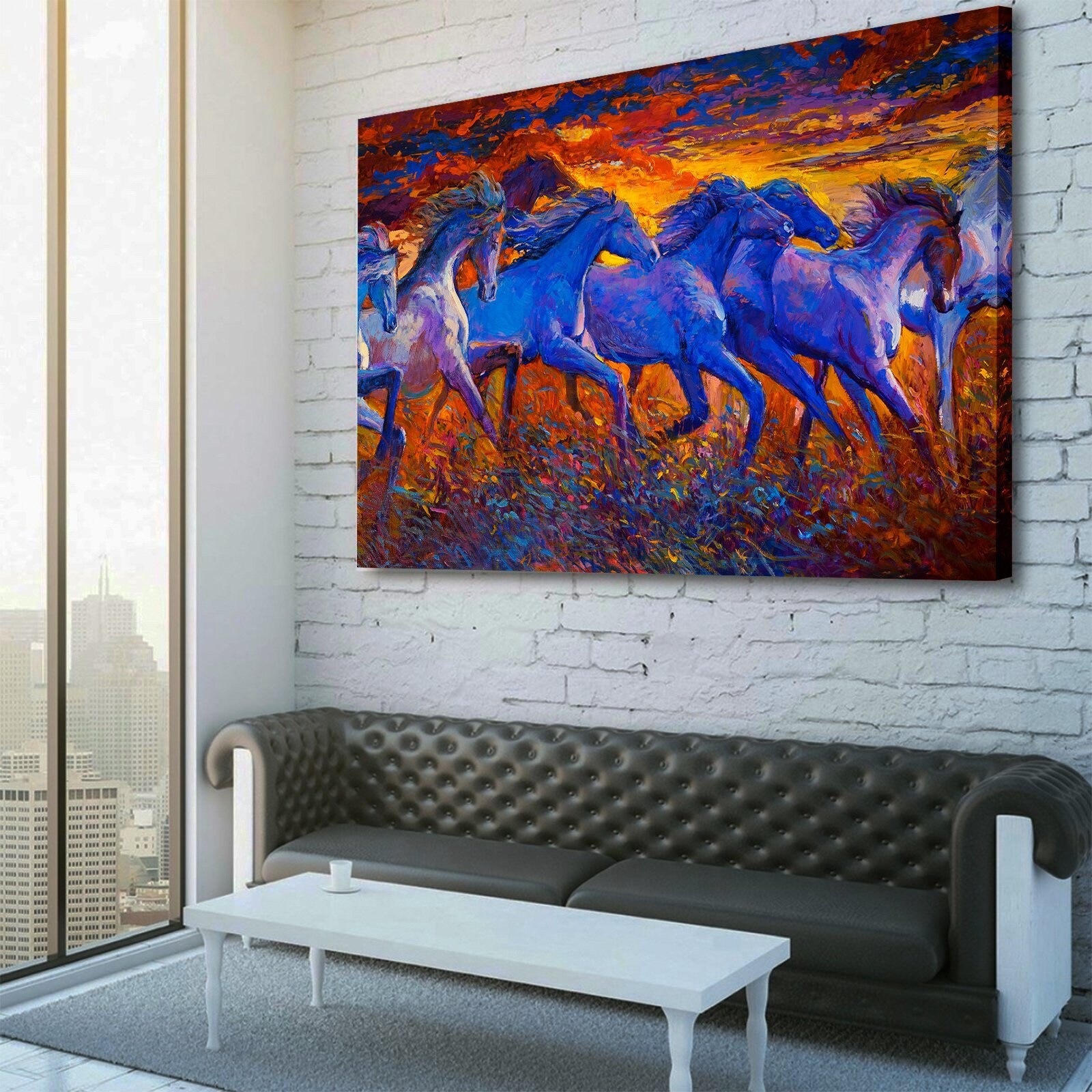Abstract Horses Canvas Set Wall Art Home Decor Artwork Etsy
