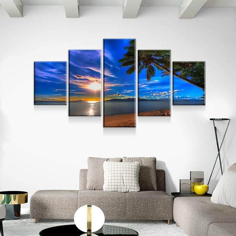 Tropical Sunset Canvas Set Wall Art Multi Panel Canvas Set Etsy