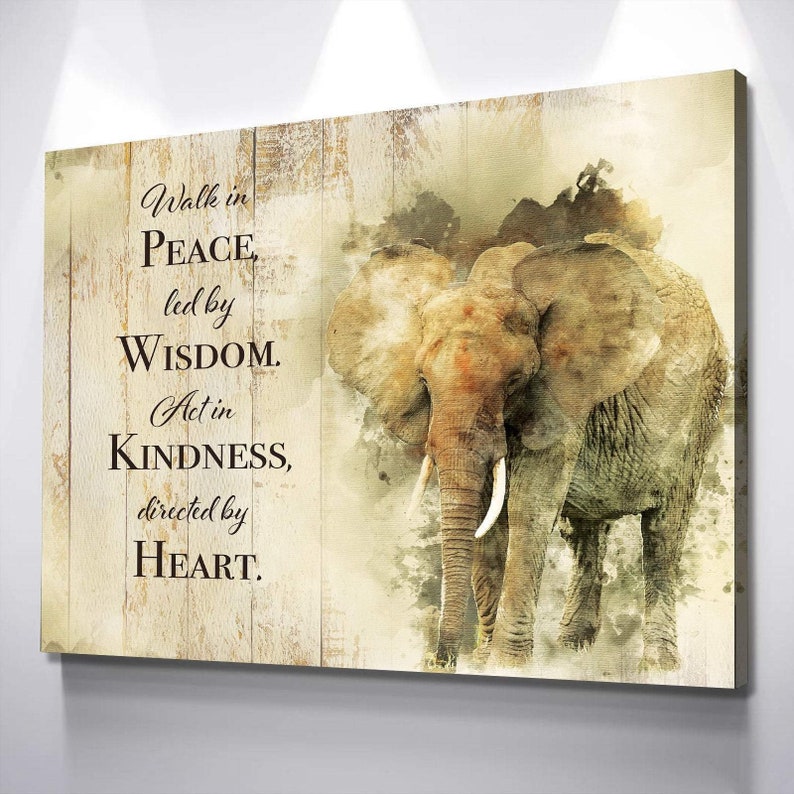 Elephant Wisdom Quote Canvas Set Home Decor Artwork Etsy
