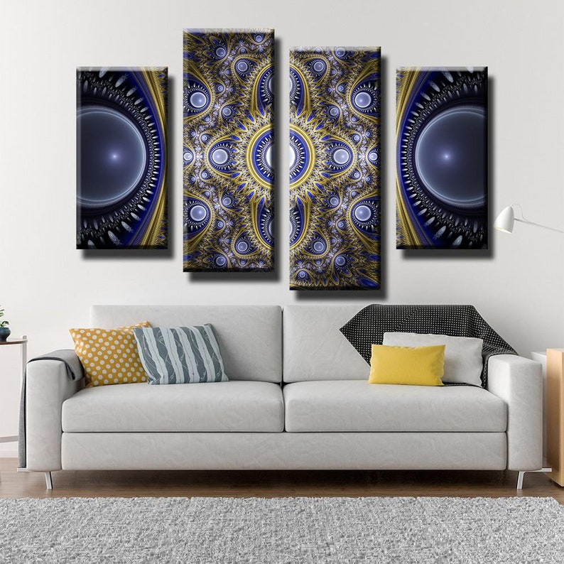 Blue Fractals Canvas Wall Art Fractal Background Modern Home - Etsy