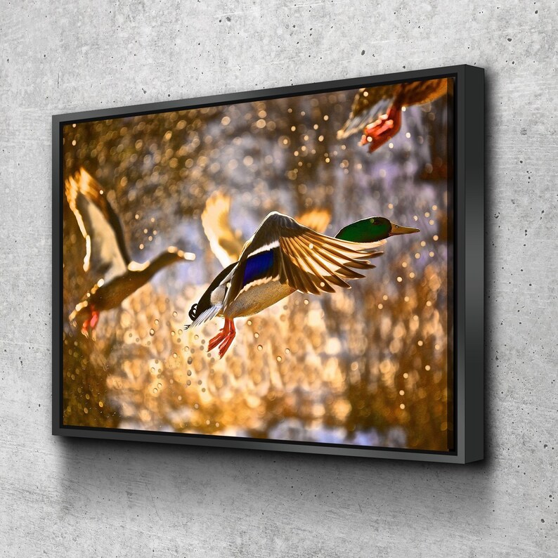 Golden Ducks Canvas Set Multi Panel Print Decor Forest Gift Etsy