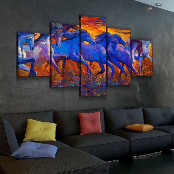 Abstract Horses Canvas Set Wall Art Home Decor Artwork Etsy