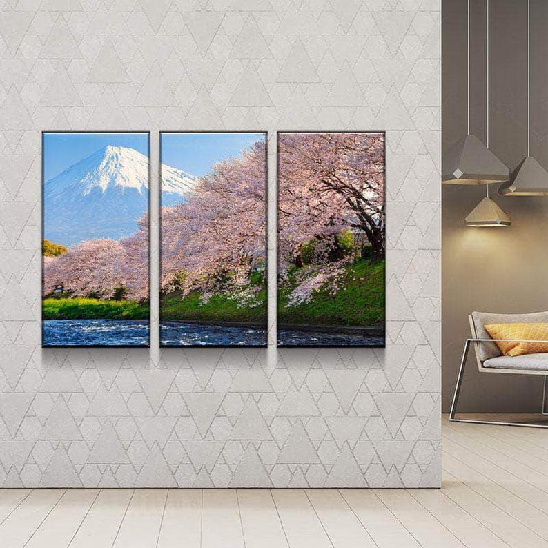 Sakura at Mount Fuji Canvas Set Wall Art Multi Panel Canvas Etsy