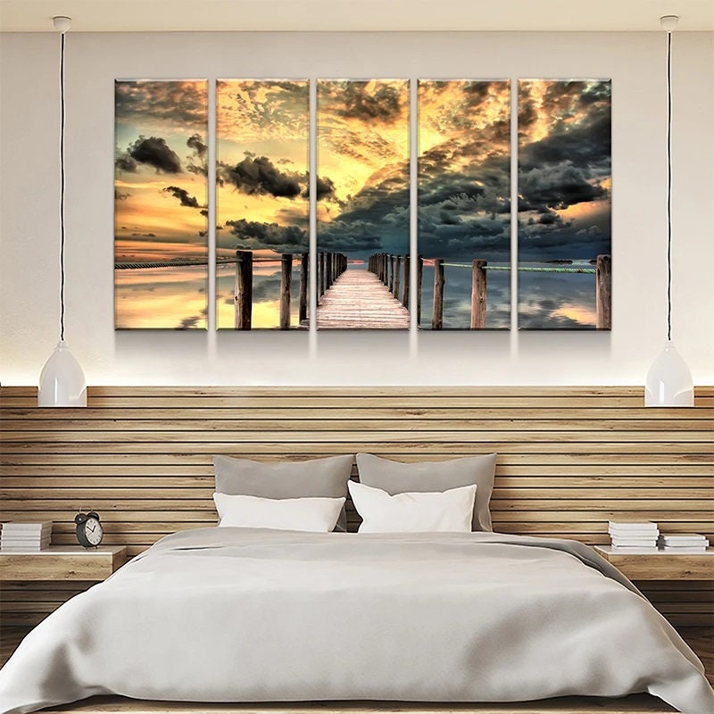 Dock Sunrise Canvas Set Wall Art Abstract Lover Gallery - Etsy