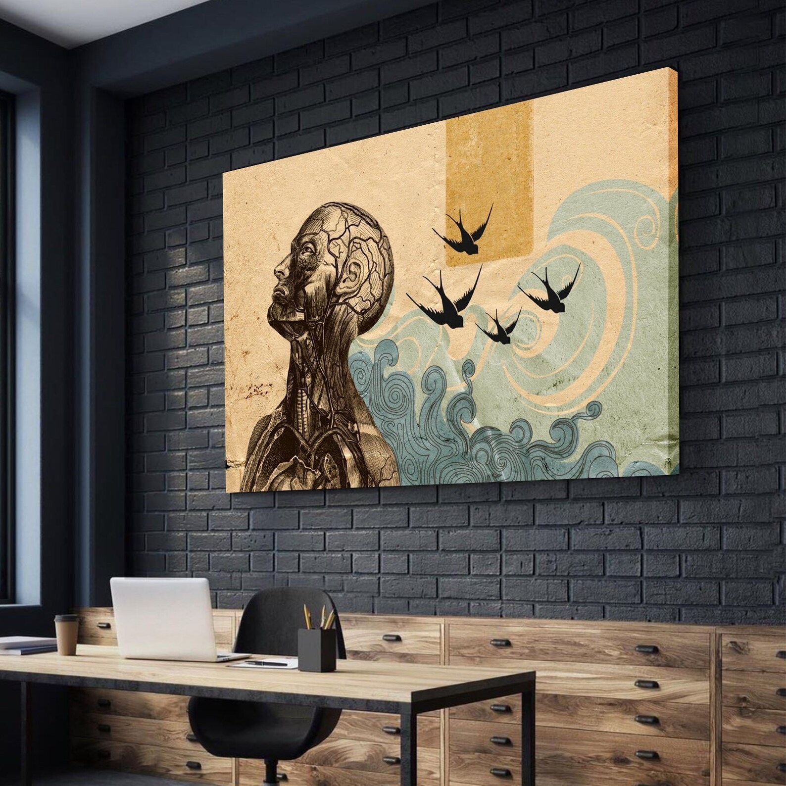 Abstract Thoughts Canvas Set Wall Art Thinking Print Man Etsy