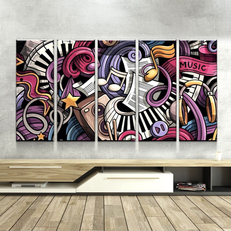 Musical Mural Sunset Canvas Set Wall Art Multi Panel Canvas Etsy