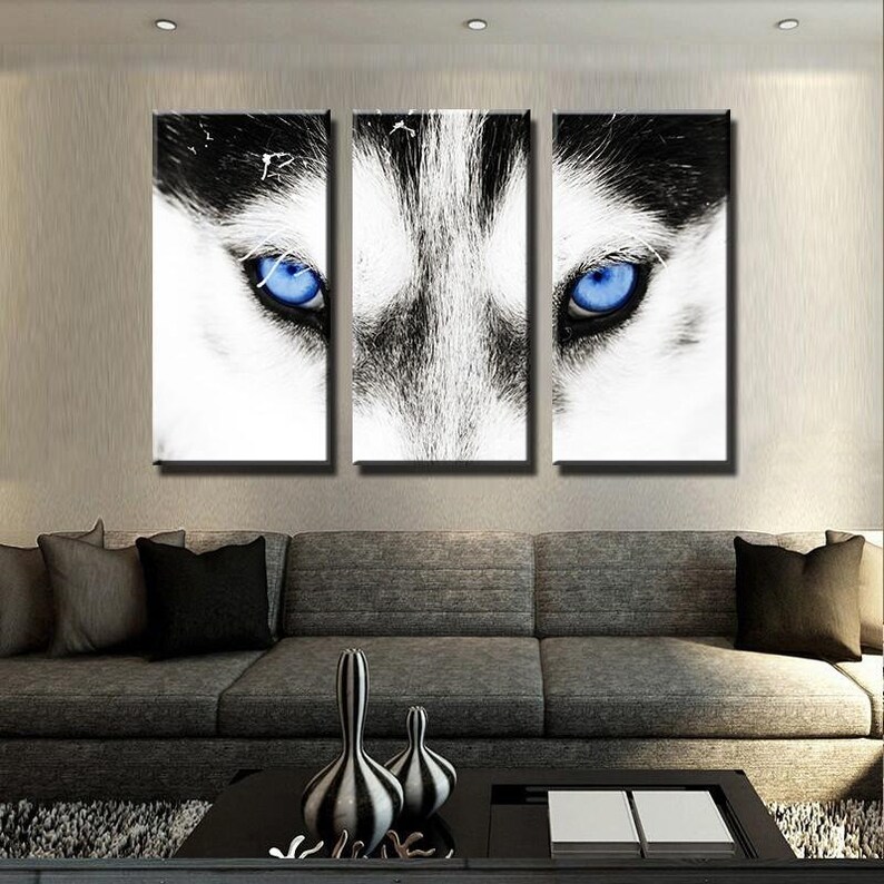 Blue Eyed Wolf Canvas Set Poster Home Decor Artwork | Etsy