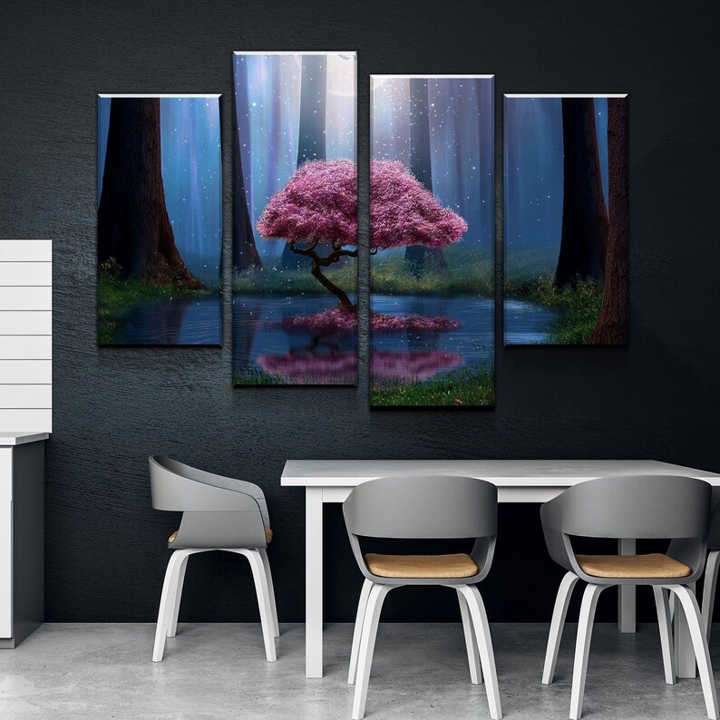 Moonlight Blossom Canvas Set Wall Art multi panel canvas Etsy
