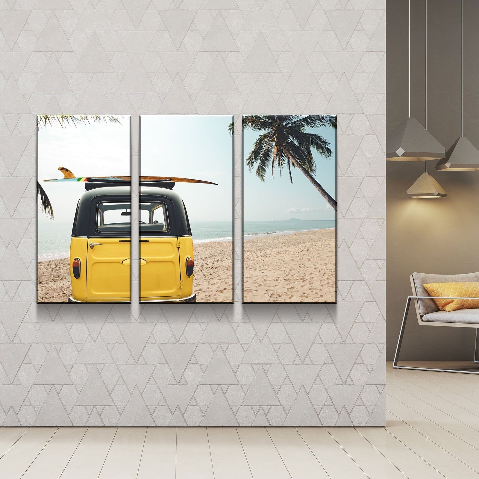 Beach Van Canvas Set Poster Home Decor Artwork Gallery Etsy