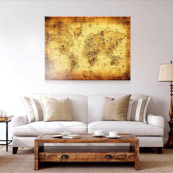 World Map NO13 Wall Art Home Decor Artwork Print Etsy