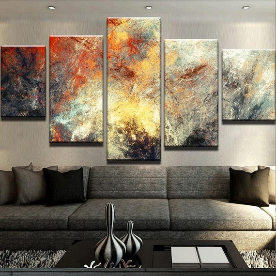 Multicolor Fractal Canvas Wall Art Fractal Background Modern Etsy