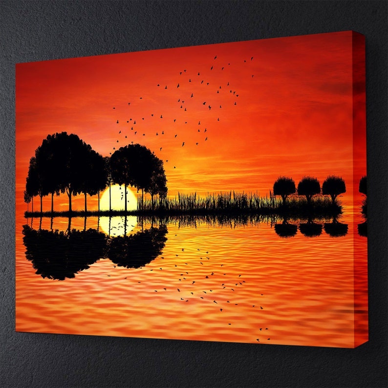 Scenic Guitar Sunset Canvas Set Wall Art Multi Panel Canvas Etsy