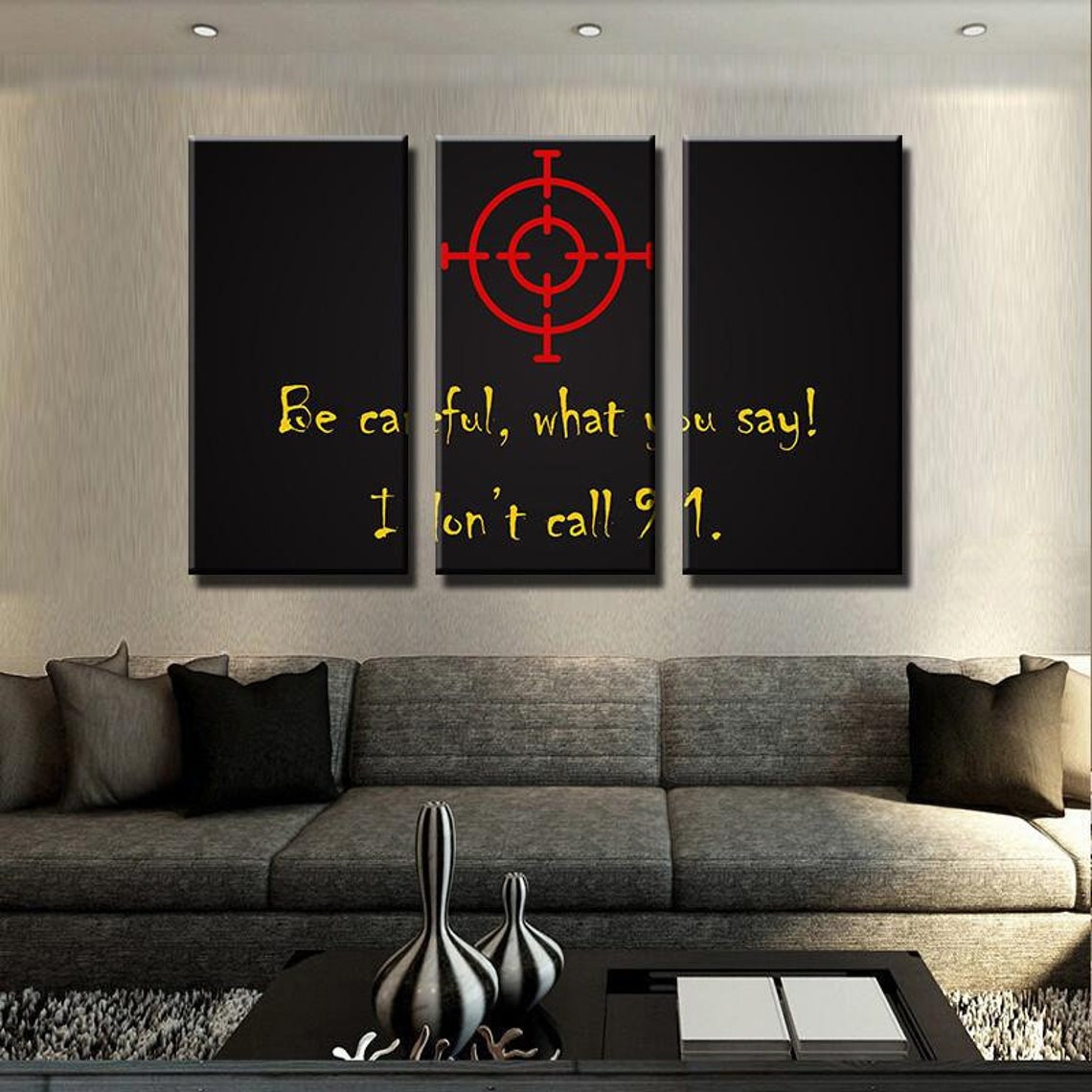 Red Target Canvas Set Wall Art Poster Artwork Print Etsy