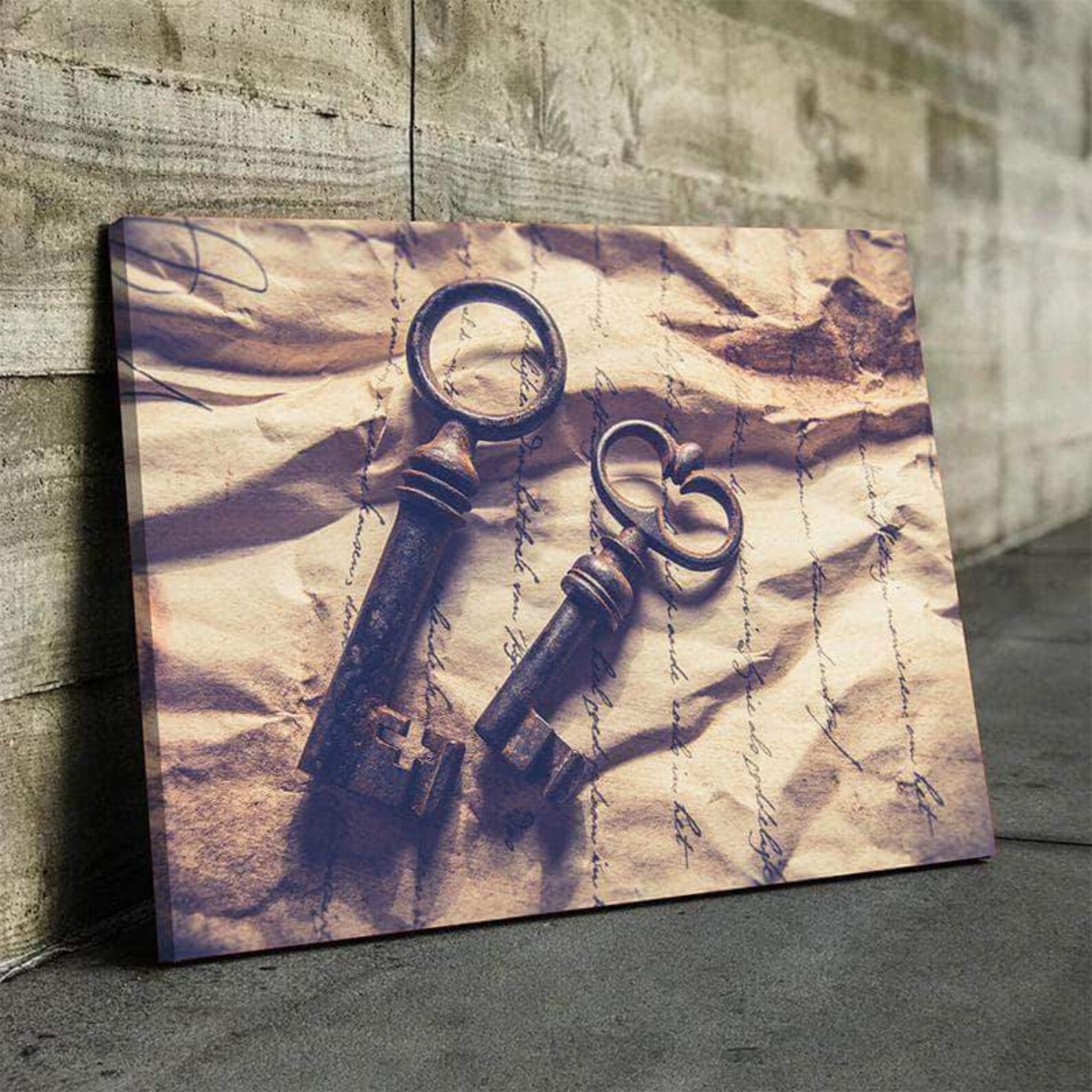 Two Vintage Keys Canvas Set Poster Home Decor Artwork Etsy