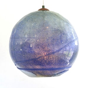 Blown pendant lamp ' Blue Moon ' recycled glass