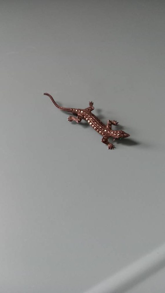 Vintage Silver and Marcasite Lizard Brooch, c.1930