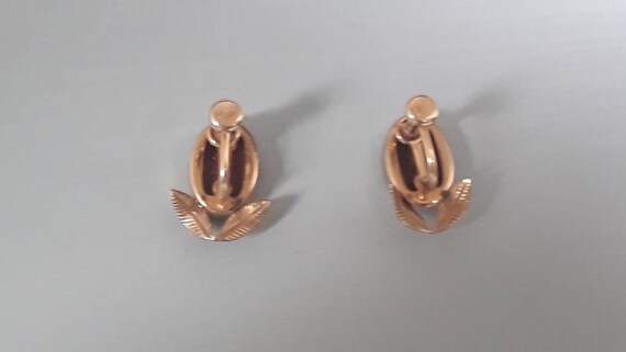 Art Deco Rolled Gold and Goldstone Screw Back Ear… - image 7