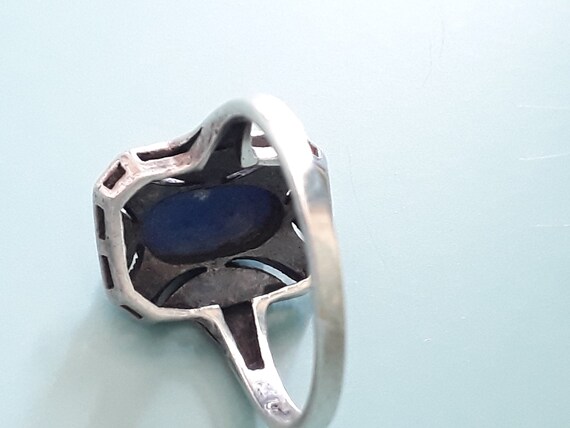 Art Deco Sterling Silver, Lapis Lazuli and Marcas… - image 3