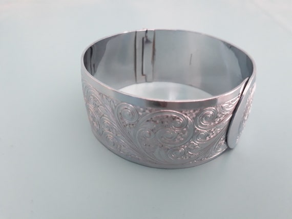 1930s Art Deco Hinged Chromed Bangle - image 3