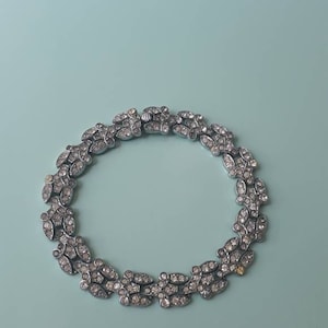 Original Art Deco Chrome and Paste Rhinestone Bracelet, c.1920s-30s