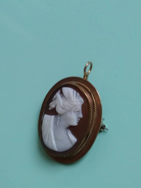 Antique Victorian Carved Shell Cameo Brooch/Pendan