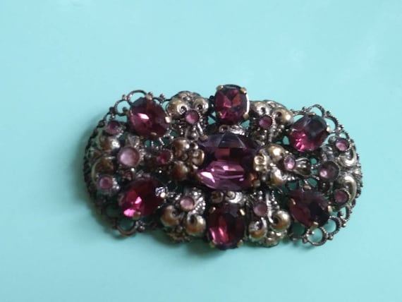 Bohemian Czechoslovakian Gablonz Glass Brooch, c.… - image 1