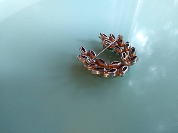 Vintage Amber Colored Rhinestone Brooch - image 2