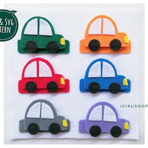 PDF, SVG : Matching Cars Color, No Sew Busy Book Page / Quiet Book Page Pattern and Tutorial
