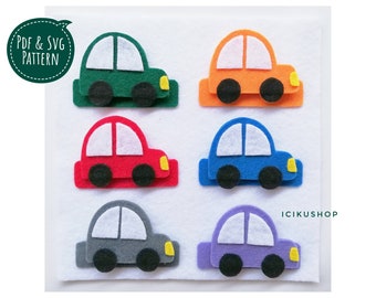 PDF, SVG : Matching Cars Color, No Sew Busy Book Page / Quiet Book Page Pattern and Tutorial