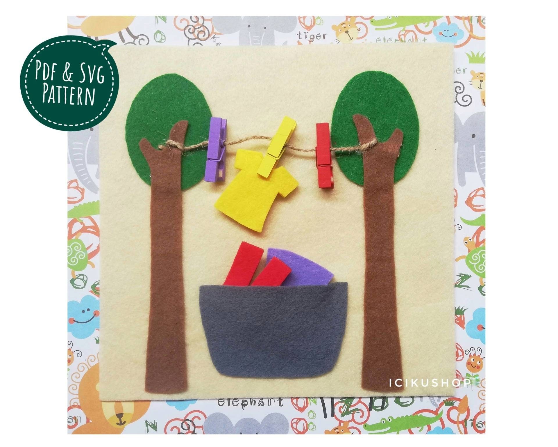 PDF, SVG : Laundry, No Sew Busy Book Page / Quiet Book Page Pattern and ...
