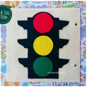 PDF, SVG : Traffic Light, No Sew Busy Book Page / Quiet Book Page Pattern and Tutorial