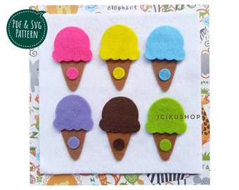 PDF, SVG: Helado, Página de libro ocupada sin coser / Patrón y tutorial de página de libro tranquila