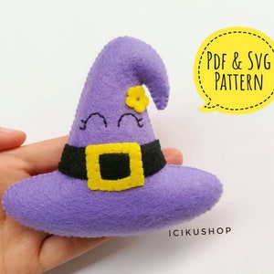 PDF, SVG : Cute Witch Hat Halloween Doll Ornament Pattern and Tutorial