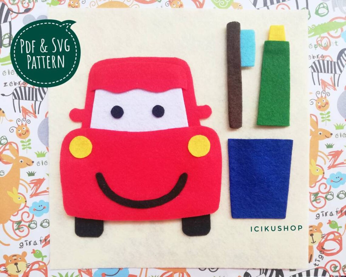 PDF, SVG : Brushing Car Teeth, No Sew Busy Book Page / Quiet Book Page ...