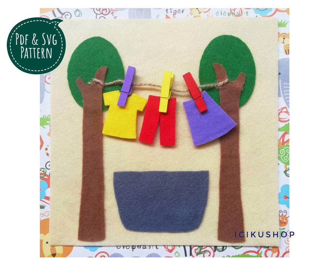 PDF, SVG : Laundry, No Sew Busy Book Page / Quiet Book Page Pattern and ...