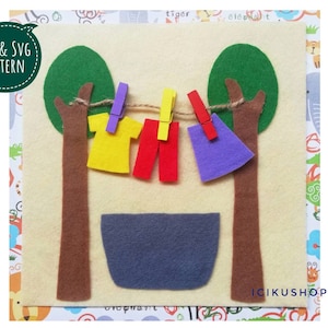 PDF, SVG : Laundry, No Sew Busy Book Page / Quiet Book Page Pattern and Tutorial