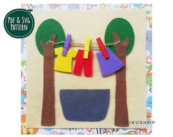 PDF, SVG : Laundry, No Sew Busy Book Page / Quiet Book Page Pattern and Tutorial