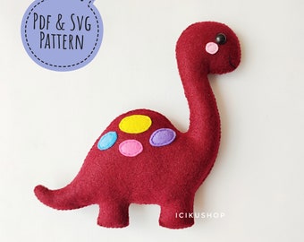 PDF, SVG : modèle d'ornement de poupée simple dinosaure-brachiosaure et tutoriel