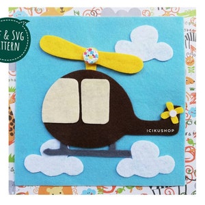 PDF, SVG : Helicopter, Button Activity / Quiet Book Page Pattern and Tutorial