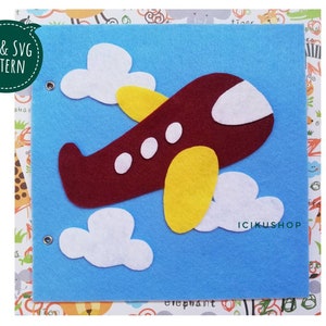 PDF, SVG : Airplane Cover Only, No Sew Busy Book / Quiet Book Pattern and Tutorial
