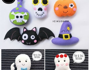 PDF, SVG : 7 set Halloween Doll Ornament Pattern and Tutorial