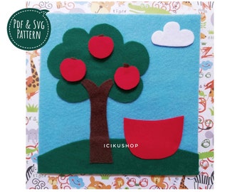 PDF, SVG : Apple Tree, No Sew Busy Book Page / Quiet Book Page Pattern and Tutorial