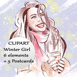Buona cartolina di Capodanno per la stampa, Cartolina di Buon Natale, Happy girl, biglietto di Capodanno 2020, auguri, pianificazione degli obiettivi, cartolina del sorriso digitale