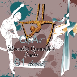 Gimnasia aérea clipart Siluetas de una chica en las cuerdas en el aire diferentes poses lápiz digital dibujo dibujo de la gimnasia yoga oro negro
