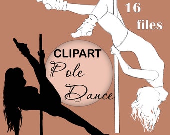 Clipart Digital PNG JPG Strippers, paper  pole dancers, sexy chick, sexy girls, silhouette, clipart, instant download, clipart pole dance