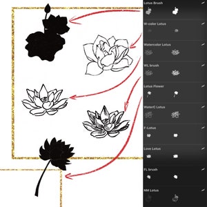 DIGITAL BRUSHES LOTUS Set for Procreate Seal Stamp Brushes Handmade ...