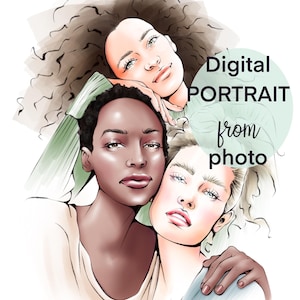 Digital portrait of your photo, Custom Portrait, Illustration avatar,profile picture, unique photo gift, wall art, cartoon painting style