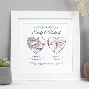 Impression personnalisée de carte de deux coeurs | Cadeau d'un couple pour un mariage, un anniversaire ou une étape importante pour bébé | Souvenir d'emplacement spécial VA119
