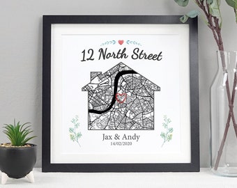 Personalised New Home Map Gift | Custom Housewarming Keepsake | Unique Home Decor | Perfect Moving In Gift | VA004