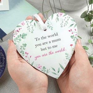 Gift for Mum | Thank you present for Mummy | Worlds best mum | Wooden heart gift LC042